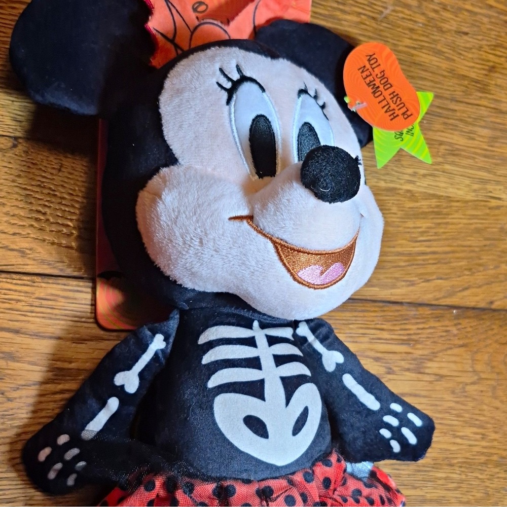 Disney Minnie Mouse Halloween Plush Dog Toy Skeleton Outfit 2024